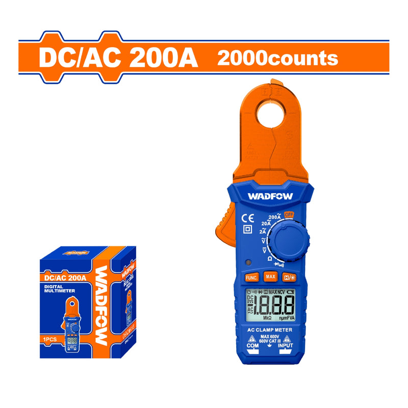 Amperímetro pinza amperimétrica 2000 conteos. DC/CA. Retención de datos. Detección de Voltaje.