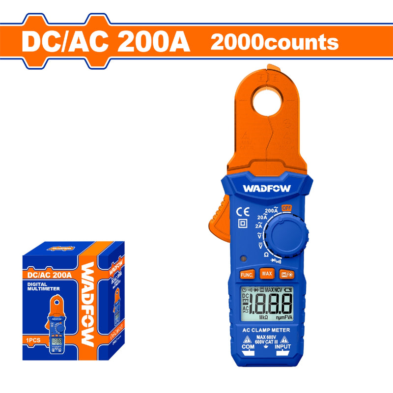 Amperímetro pinza amperimétrica 2000 conteos. DC/CA. Retención de datos. Detección de Voltaje.