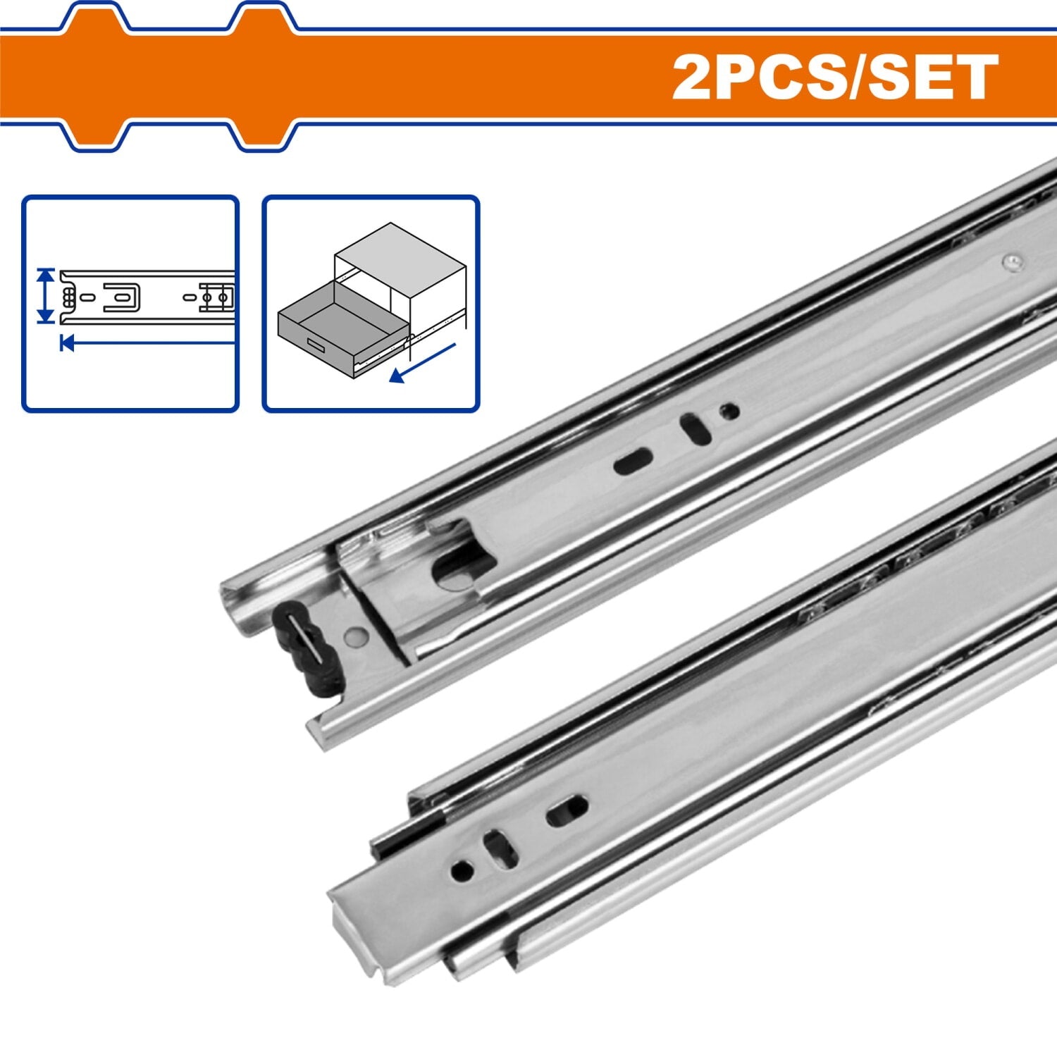 Rieles para gavetas de cierre manual o tradicional. Par