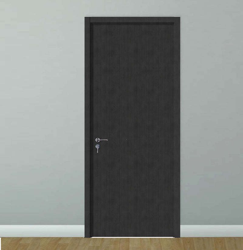 Puerta WPC 45mm madera interior Wengue 85x240cm incluye marco completo y herrajes silver. Altisima calidad y resistencia