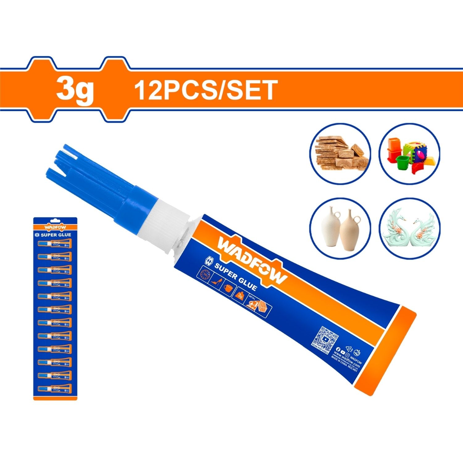 (Carton de 12pcs) Super pegamento “Super Glue” transparente, crazy glue 100% pura.