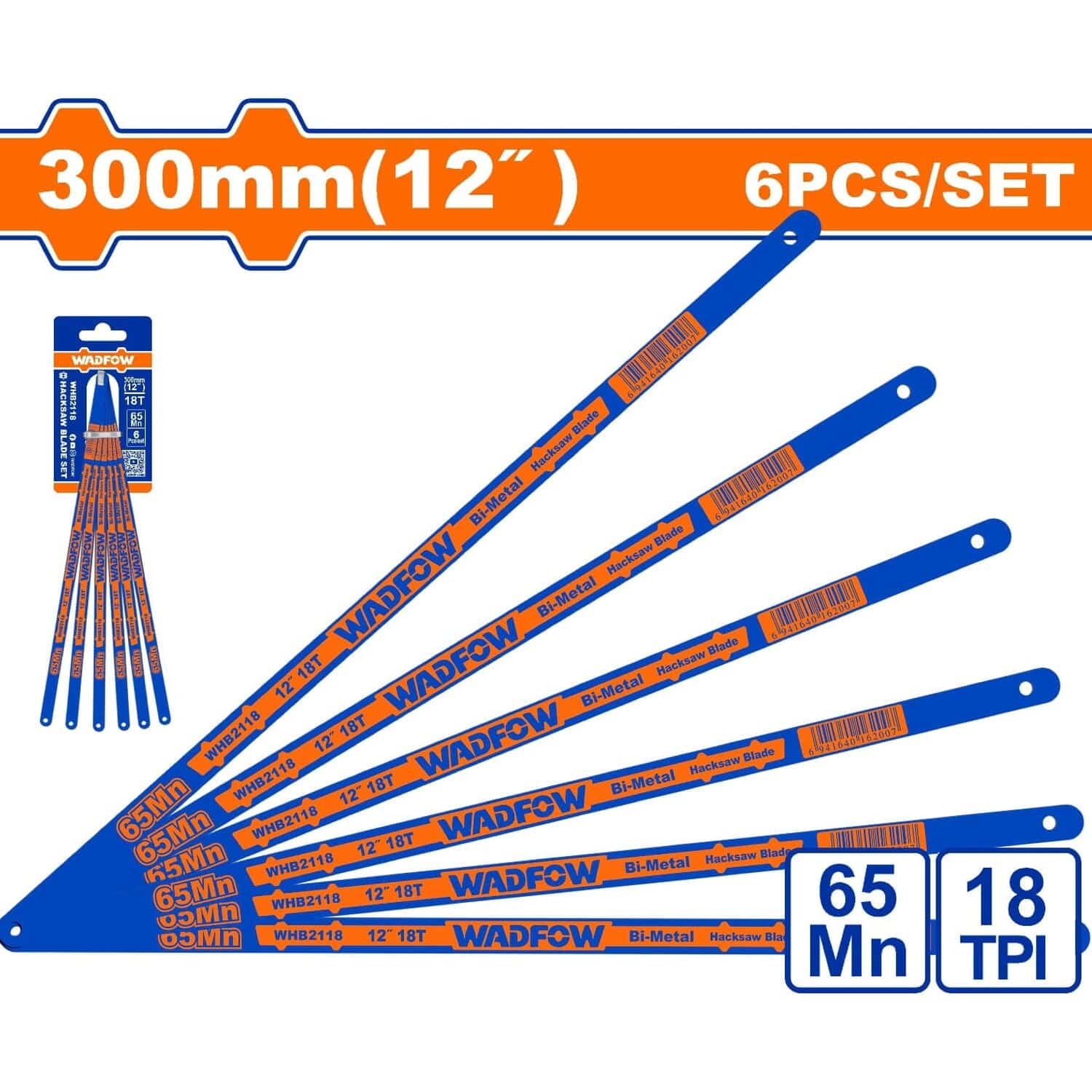 Hojas De Segueta 12" 65Mn,18TPI Set De 6 Piezas.