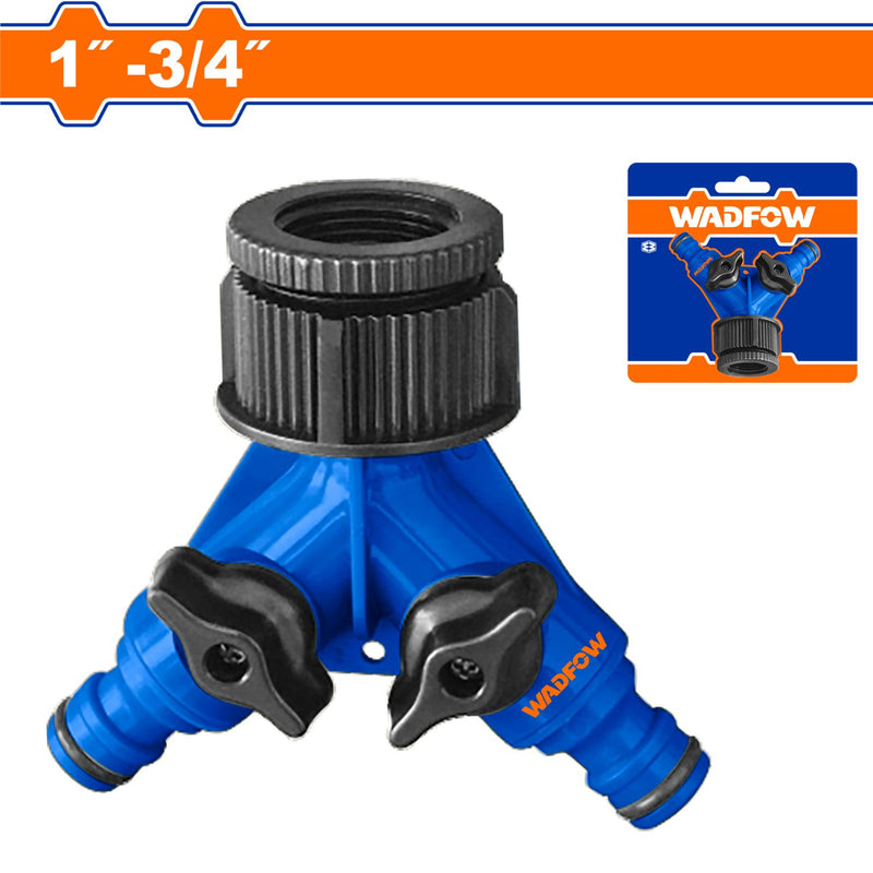 Conector tipo Y 1" de dos vías 1-3/4” con cierre y tuerca giratoria de plástico.