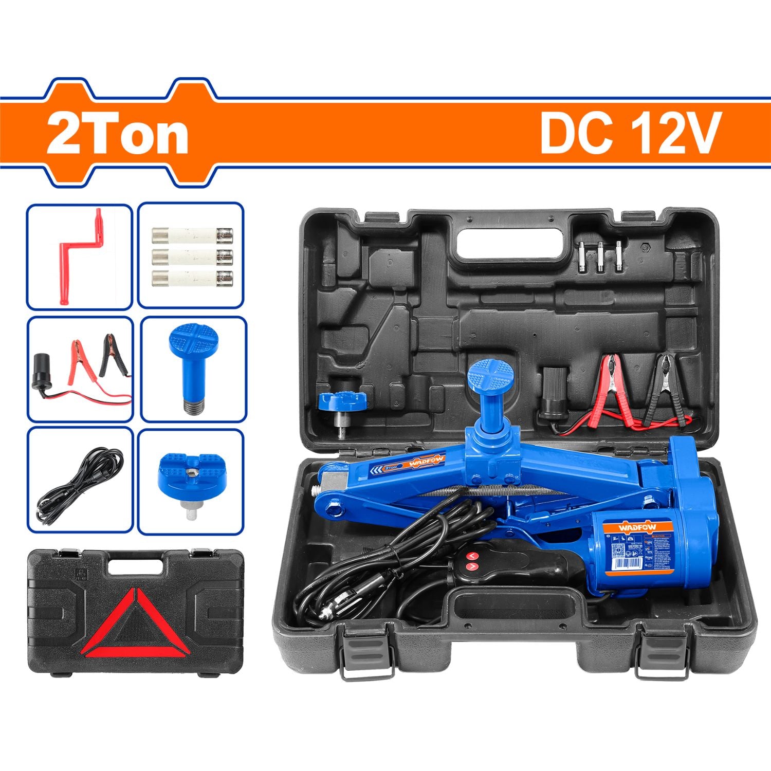 Gato de Tijera Eléctrico 2T 12V Potencia 100W 15A  Rango 120-370mm