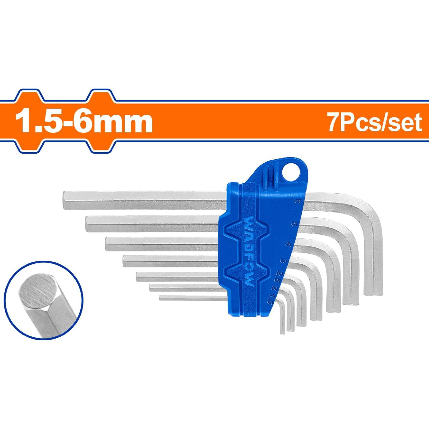 Llaves Hexagonales Allen De Brazo Corto De 7 Pzs. Medidas: 1.5-6Mm. Acero Al Carbono. (Juego)