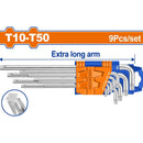 Llaves Torx De Brazo Extralargo De 9 Piezas. T10-T50. Cr-V (Juego)