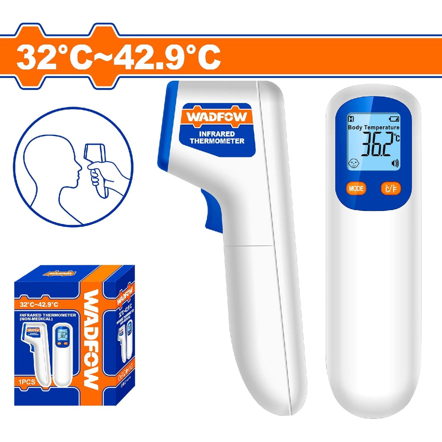 Termómetro Digital. Rango De Temperatura: Humanos:32°C~42.9°C . Pantalla Color. Margen Error ±0.2℃