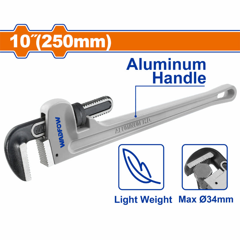 Llave de tubo forjada con mango de aluminio 250mm (10") Diámetro 34mm Remache sólido Forjado
