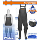 Pantalones de Pesca con botas 100% PVC Tirantes Ajustable Impermeable Vadeador Enterizo Wader