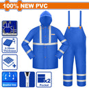 Chaquetas y Overoles para lluvia en set. 100%PVC. Espesor 0.35mm. Impermeable. Con líneas reflectivas.