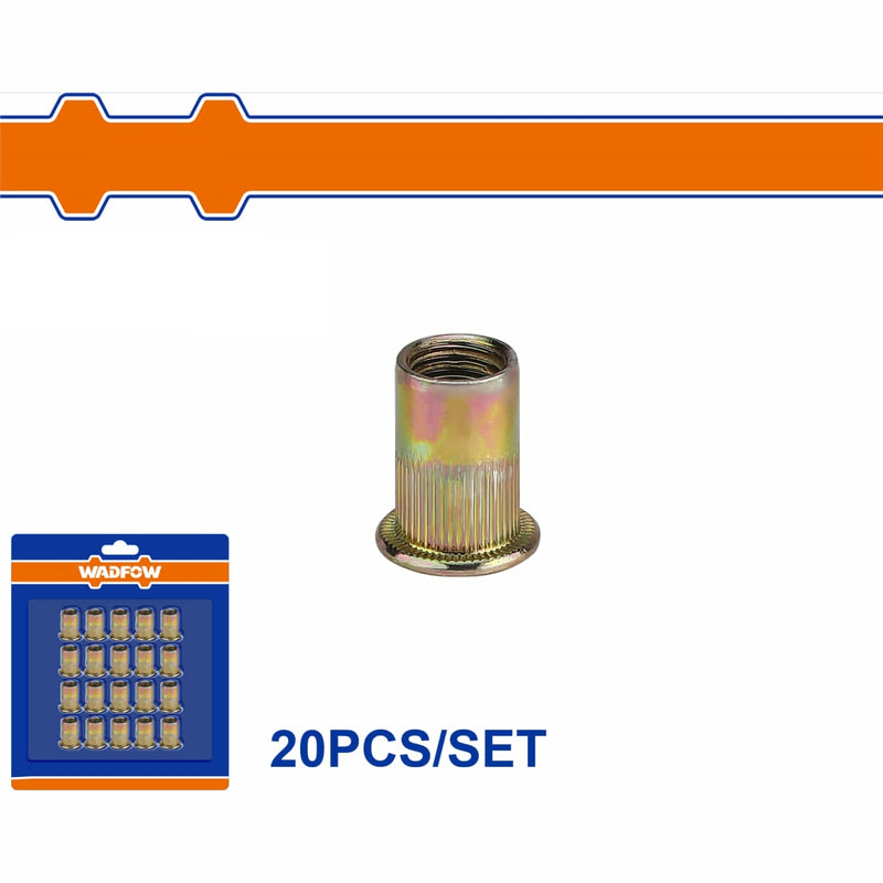 Tuercas remachables de acero al carbono con acabado zincado (Set de 20 piezas)