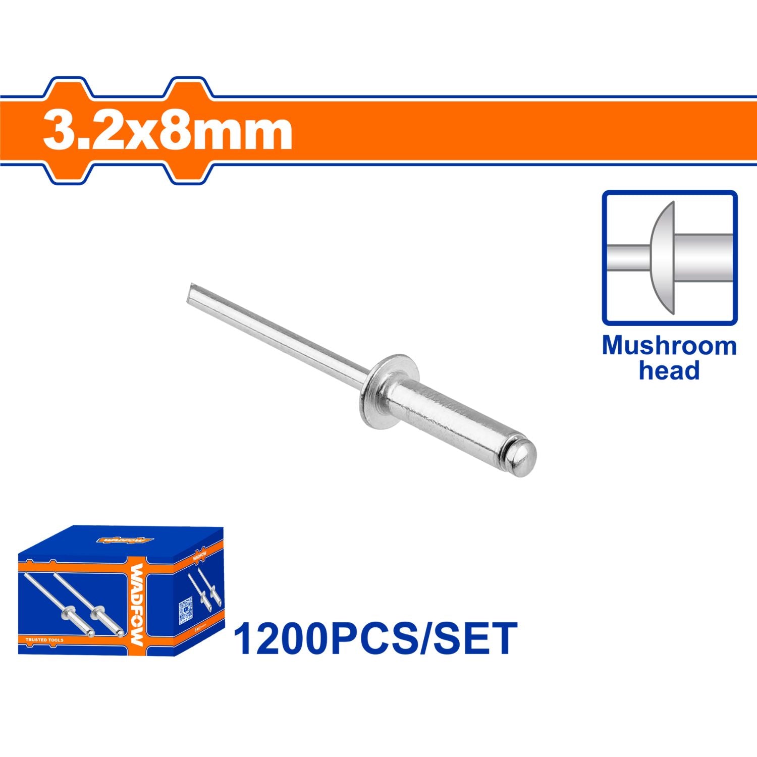 Remaches ciegos. Superficie Anodizado y Galvanizado. Cúpula. Set de 1200 piezas.