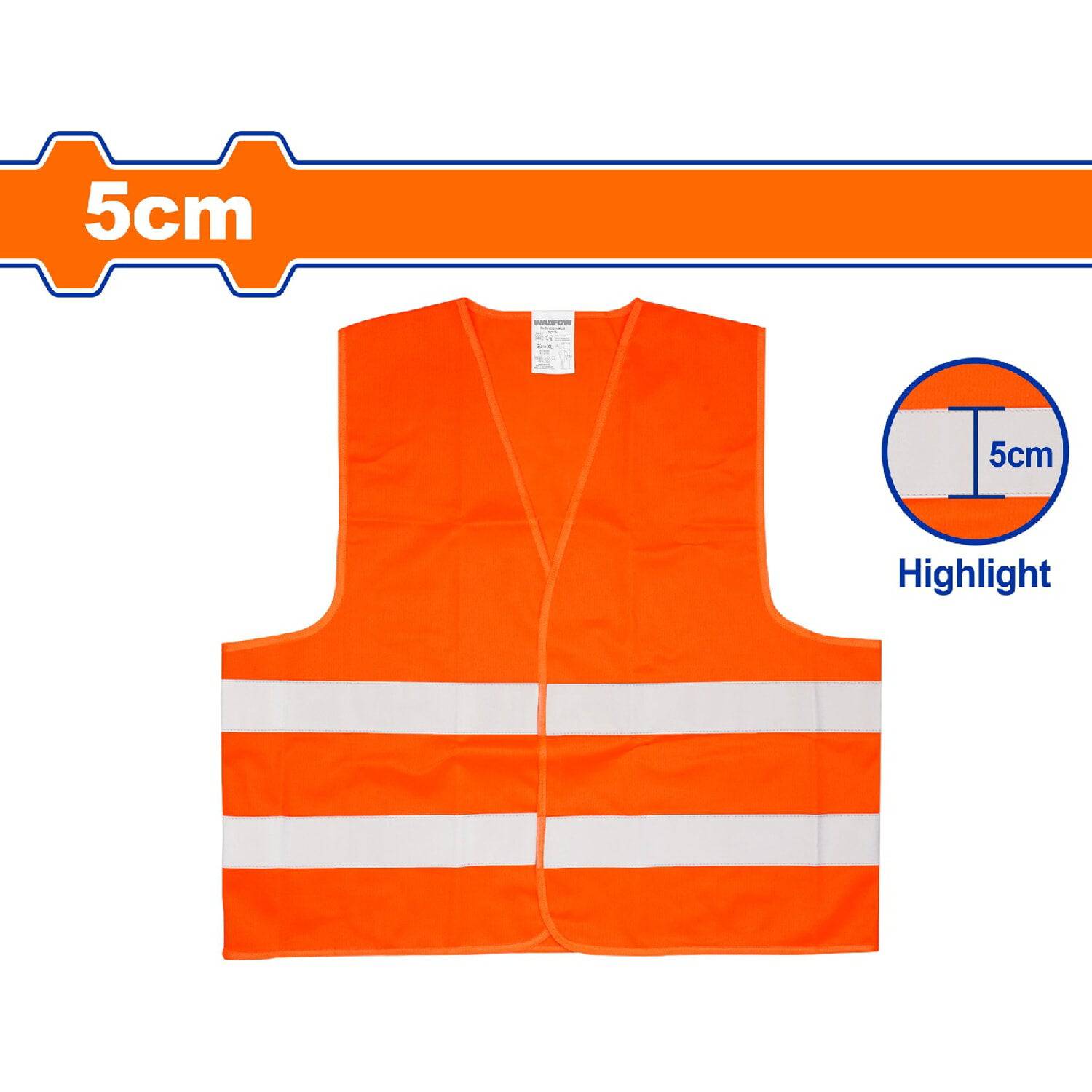 Chaleco Reflectivo De Seguridad Naranja. Ancho De La Tira:5Cm. Poliéster. Talla XL.