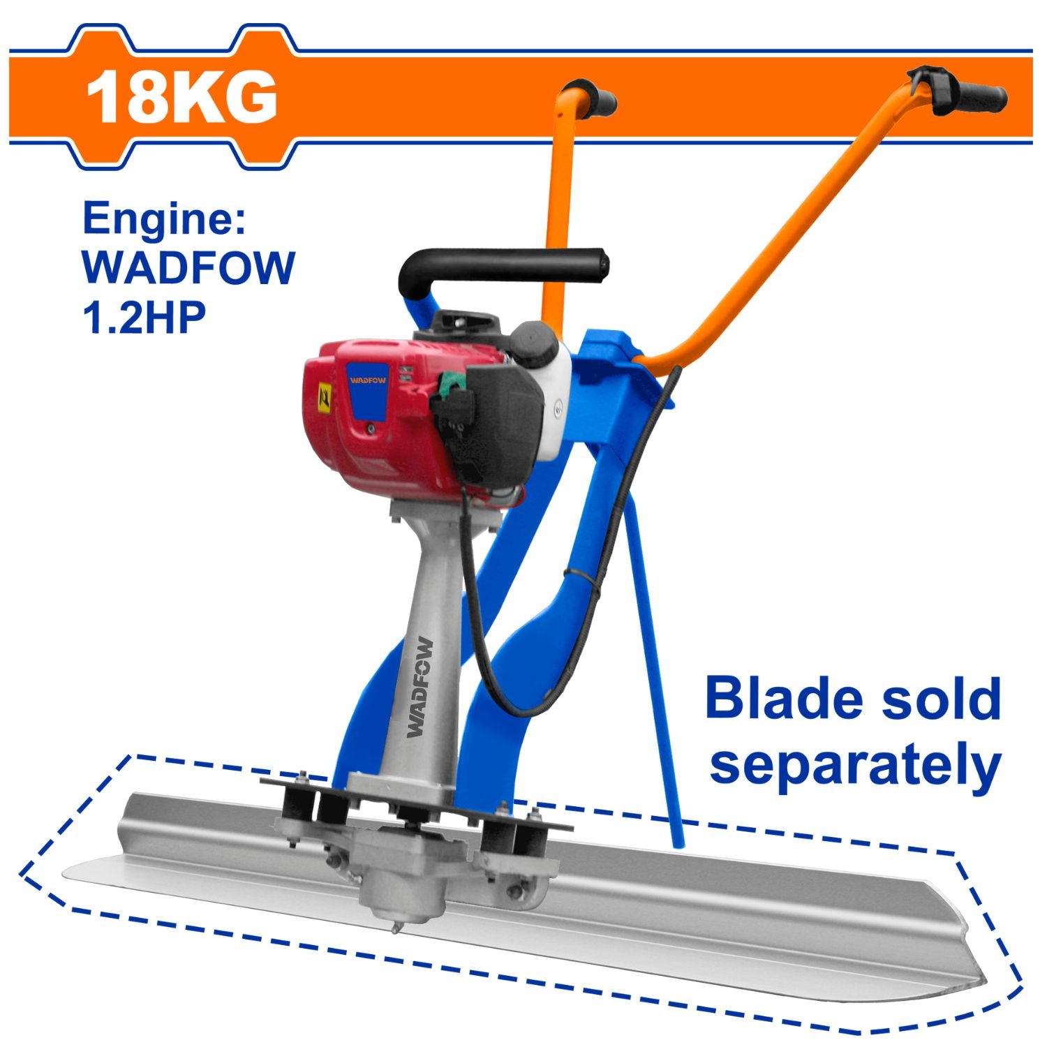 Regla Vibratoria para Acabado de Superficie de Hormigón  Motor: Gasolina 33.7 cc 0.9 kW (1.2 HP) No incluye hoja.