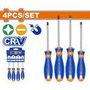 Destornilladores Punta Plana (SL5.5,SL6.5) Y Punta Estrella(PH1,PH2). CR-V. Magnético. (Set 4 Pzs)