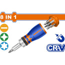 Destornillador Ratchet 8 En 1. Mango Ergonómico. 25Mm. (SL5,SL6,PH0,PH1,PH2,T10,T20) Magnético.