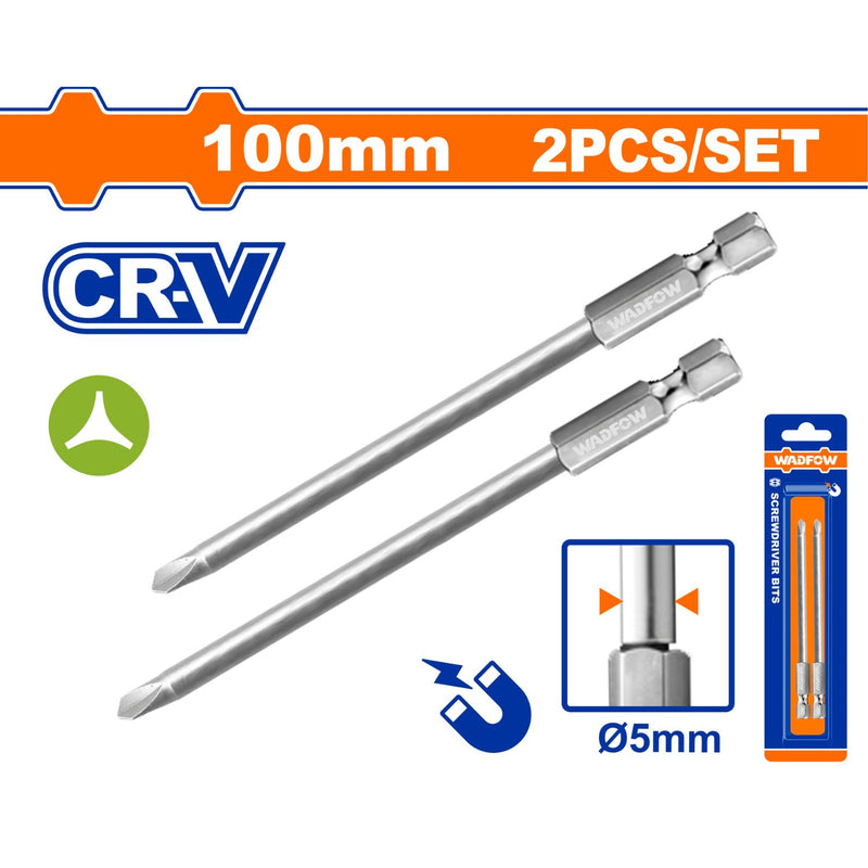 Puntas de Destornillador 3 alas Cr-V Punta magnética. Set de 2 piezas.