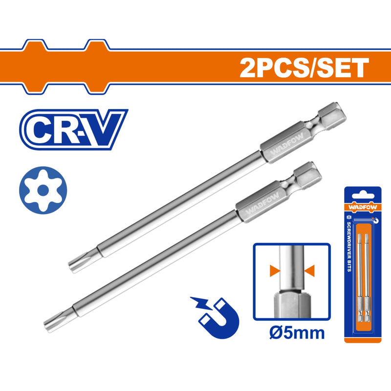 Puntas de Destornillador Torx  Cr-V Punta magnética. Set de 2 piezas.