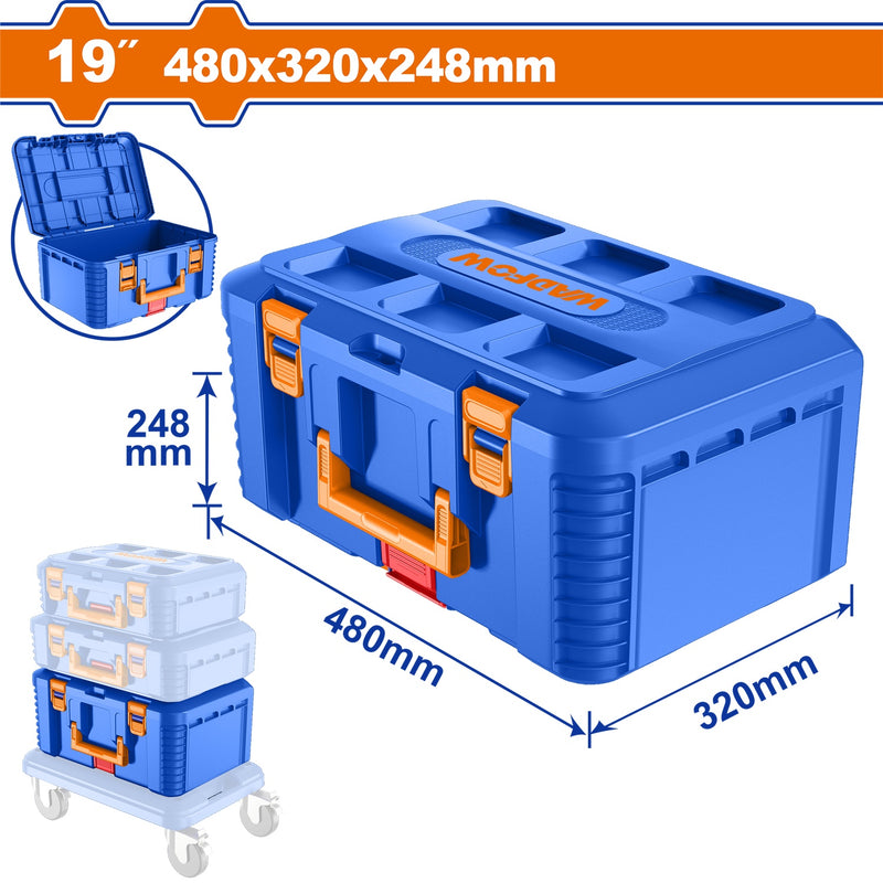 Caja de Herramientas Apilable de 19"  480mm(19"")*320mm(12.5"")*248mm(10""). Carga Máx 22 Kg Fácil de apilarse