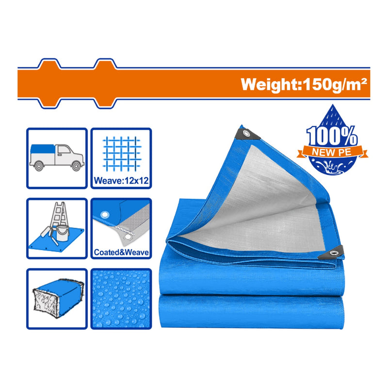 Lonas de Polietileno Azul Impermeable. Ojales De Aluminio Cada 100cm, 150g/m2