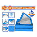 Lona De Polietileno Azul Impermeable. Ojales De Aluminio Cada 100cm, 150g/m2 (6x8m)