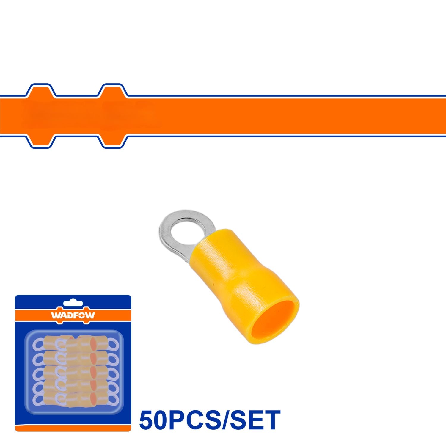 Terminales conectores para cables eléctricos Set 50 pzas Color Amarillo Crimpado eléctrico.