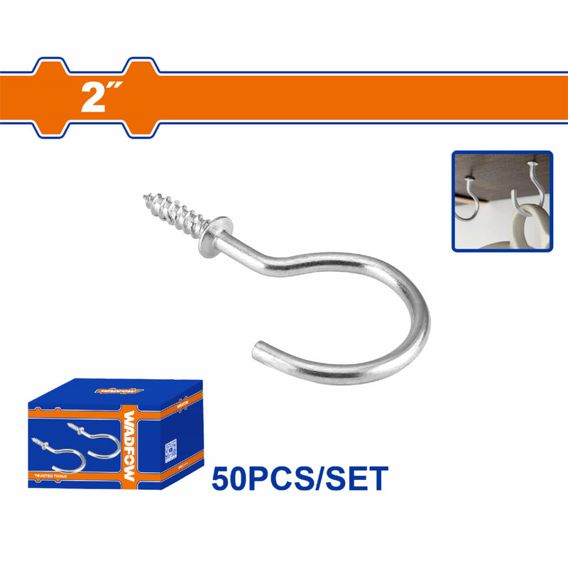 Tornillos Gancho Garfio 2" Acero al carbono Galvanizado 50 pzas