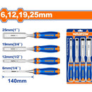 Cinceles De Madera 6,12,19 Y 25Mm. Mango Ergonómico. Acero Al Carbono. Long. 140Mm. (4Pzs. Set)