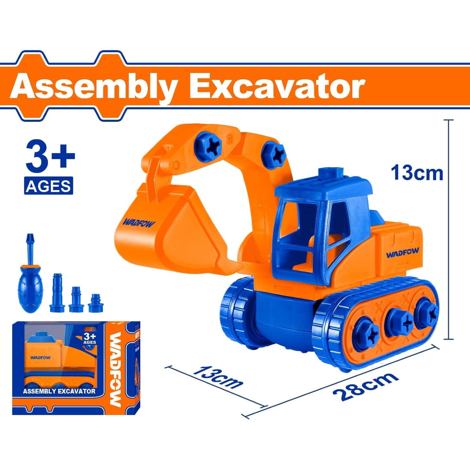 Juguete Excavadora Para Niños. Desmontable. Edades De 3 Años+. Fácil Montaje. Incluye Accesorios.