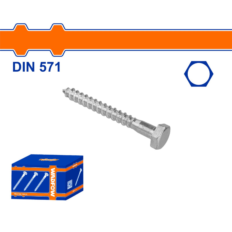 Tornillos Hexagonales de rosca parcial para Madera. Acabado Zinc.