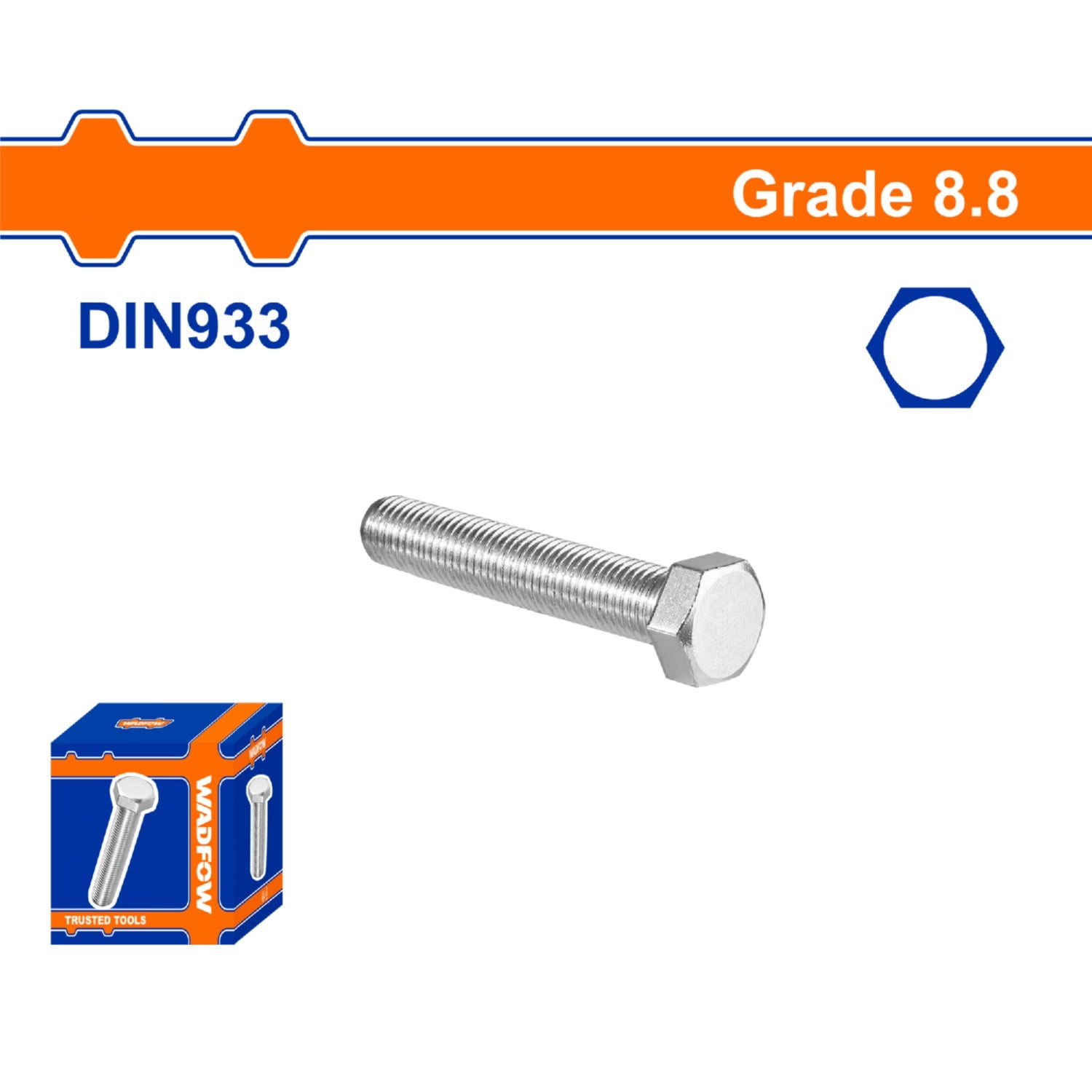 Tornillos Hexagonales Rosca completa. Grado 8.8 Galvanizado. DIN 933 Pernos Hexagonales