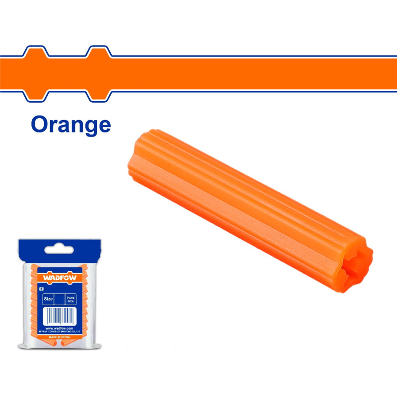 Tacos Anclaje Plástico extruido Color: Naranja. Se vende en Set .