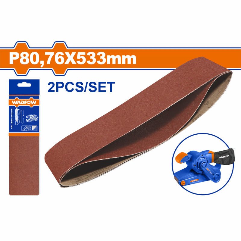 Bandas de Lija 76x533mm. Grano P80 Set 2 pzas.