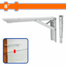 Soporte de Repisas Plegable 8" Blanco 1.4mm Capac 30Kg 8 puntos de fijacion. No incluye accesorios. Pie de Amigo.