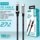 Cable Tipo-C A Lightning De Carga Rápida 27W Con Pantalla Digital Y Transferencia De Datos. Longitud De 1 Metro.