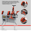 Máquina roscadora de tubo automática 1/2" a 2" 750W/110V-60Hz 28rpm