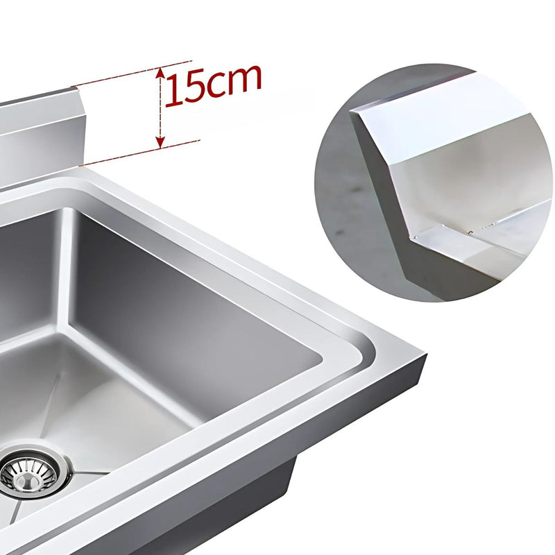 Fregador tina industrial doble de 120x60x80 cm. Acero inoxidable 201. Calibre 1.0 mm. Ideal para cocinas de hostelería.