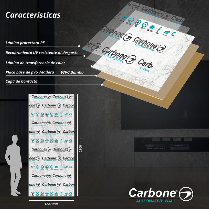 Panel Decorativo WPC Bambú Black wood 1.22×2.80 m x 5 mm | Revestimiento Interior Hidrófugo Premium