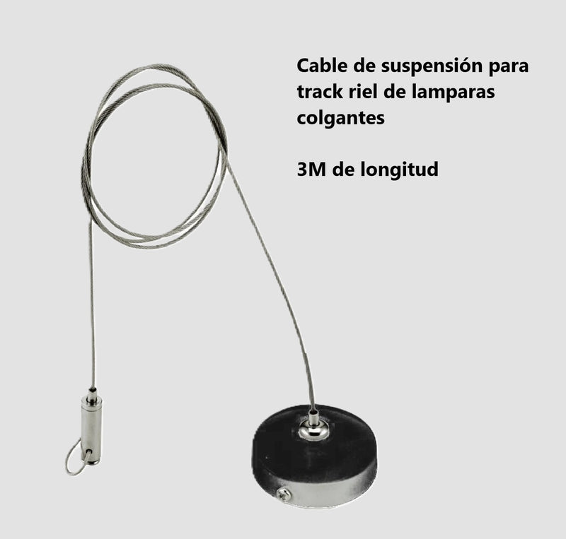Cable y soporte de techo Kit de suspension para Rieles Track sistema colgante color Negro