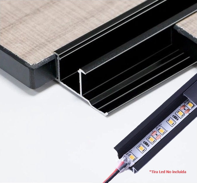 Perfil U unión moldura tira LED (Led no incluido) para panel 8 mm Bambú WPC PVC 3m long Silver