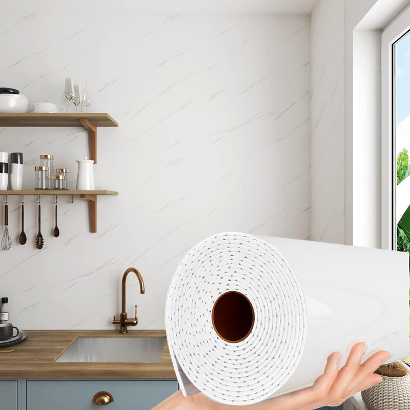 Lámina autoadhesiva panel Decorativo PU 1.22 m x 2.80 m x 2.4 mm. Acabado: Calacata claro