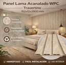 Panel WPC Acanalado Travertino 2900×152×12 mm | Revestimiento Interior Texturizado Hidrófugo y Decorativo