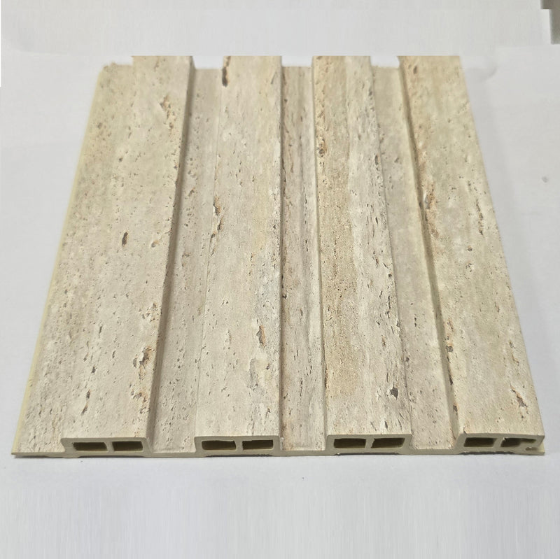 Panel WPC Acanalado Travertino 2900×152×12 mm | Revestimiento Interior Texturizado Hidrófugo y Decorativo