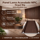 Panel Lama Acanalado WPC Madera Nogal Big 200x15x2900 mm | Revestimiento Interior Hidrófugo para Muros y Techos