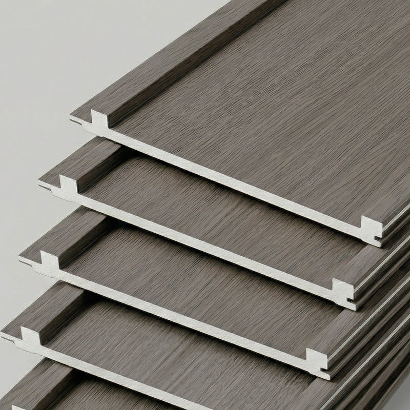 Panel Lama Acanalado WPC Grey Big 200x15x2900 mm | Revestimiento Interior Hidrófugo para Muros y Techos
