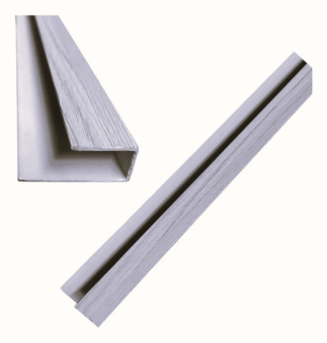 Remate terminal tipo C accesorio Cielo Raso PVC techo Madera Gris 5.95m  Resistente a Humedad Fácil Instalación Alta Durabilidad