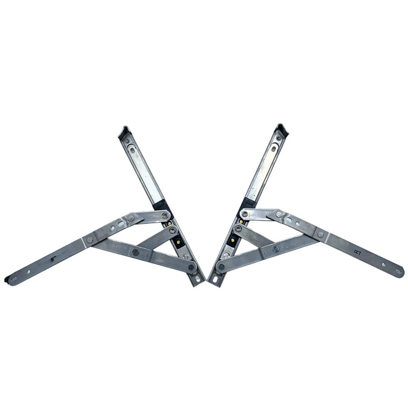 Bisagras de proyeccion de ventana (derecha + izquierda). Acero Inoxidable AISI 304. Ancho de canal europa 14 mm. Se vende en PARES