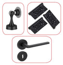 Kit de Hardware Herrajes para puerta WPC color negro incluye halador con tapas y bisagras