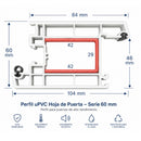 Refuerzo De Acero 1.2Mm Perfil "U" 42x29x42mm Para Hoja de Puerta Abatible Upview 60Mm HAT028 5.9M
