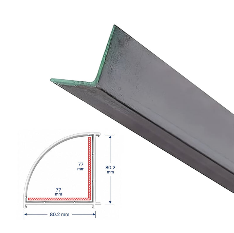 Refuerzo De Acero 1.2Mm Perfil "L" 77x77mm Para Hoja de Puerta Abatible apertura externa Upview 60Mm HAT030 5.9M